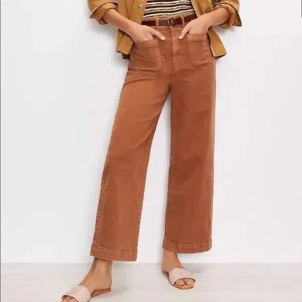 Loft The Curvy Wide leg Patch Pocket Jeans